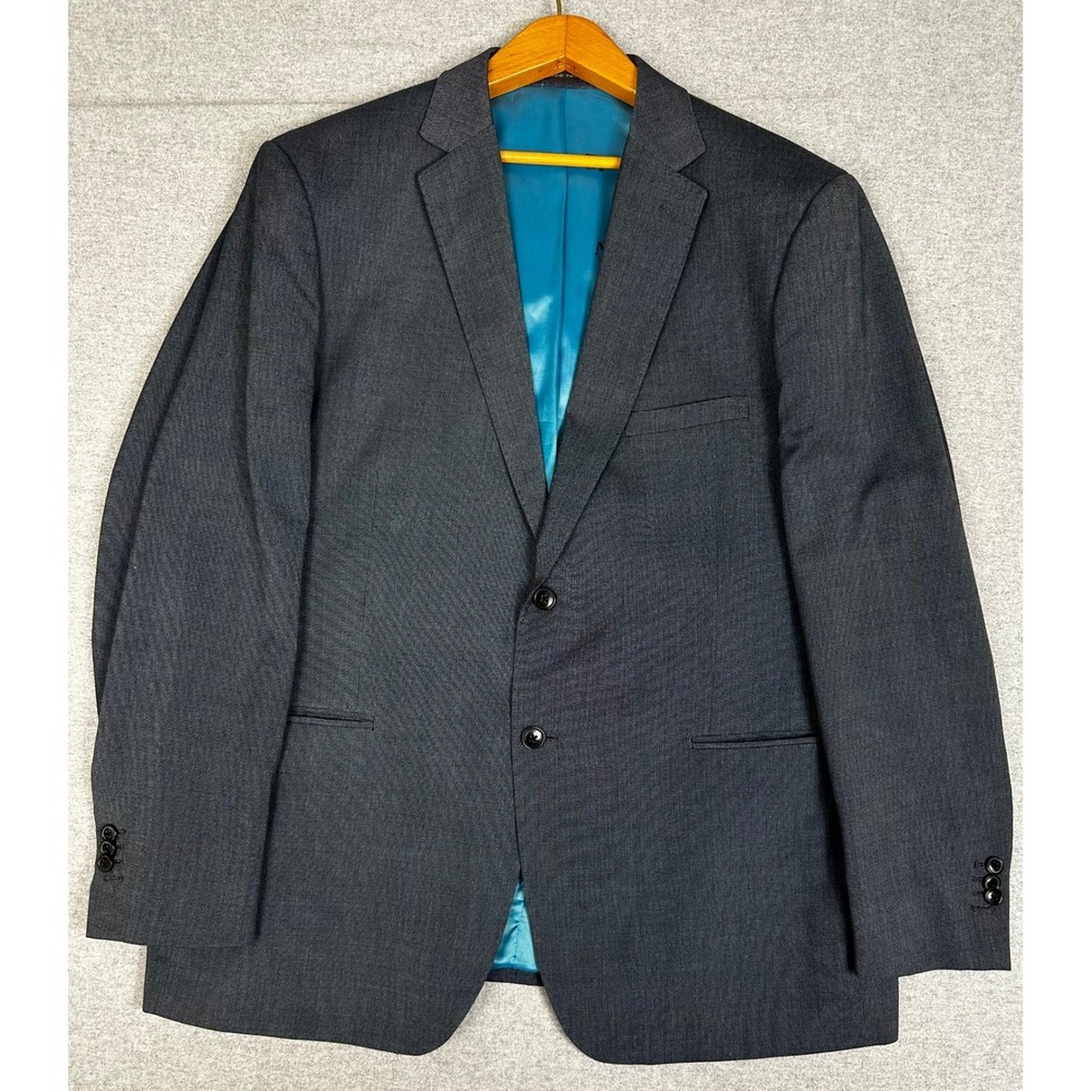 Luciano Natazzi Blazer 50R Grey Modern Fit Surgeon Cuff Sport Coat